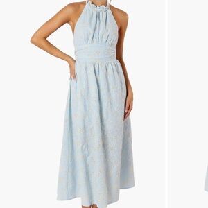 Petal & Pup Taila Eyelet Embroidered Halter Neck Cotton Maxi Dress